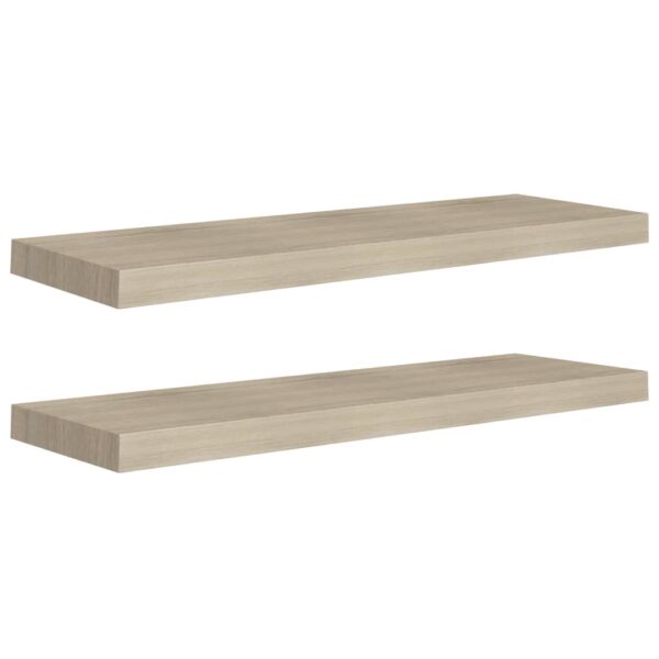 vidaXL Floating Wall Shelves 2 pcs Oak 31.5"x9.3"x1.5" MDF - Image 2