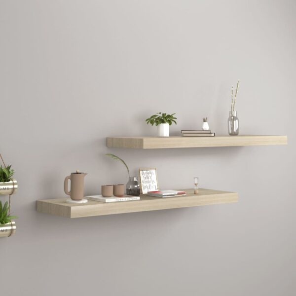 vidaXL Floating Wall Shelves 2 pcs Oak 31.5"x9.3"x1.5" MDF