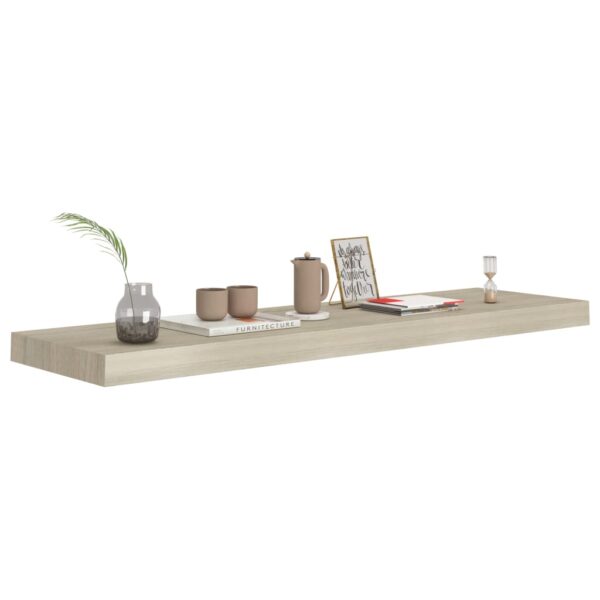 vidaXL Floating Wall Shelves 2 pcs Oak 35.4"x9.3"x1.5" MDF - Image 7