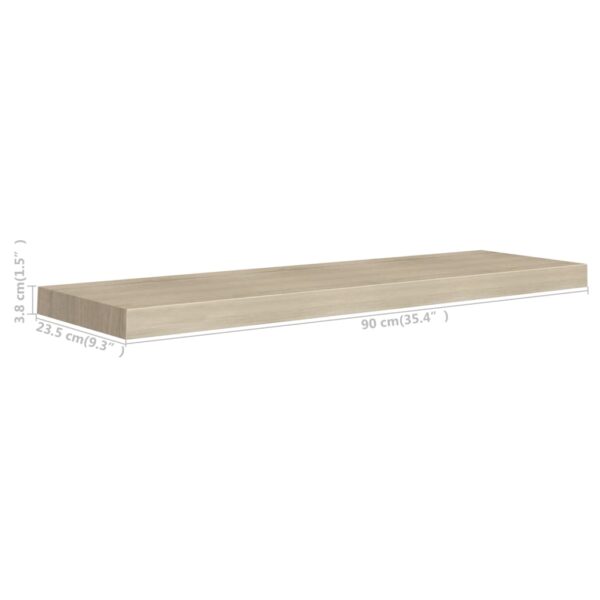 vidaXL Floating Wall Shelves 2 pcs Oak 35.4"x9.3"x1.5" MDF - Image 8