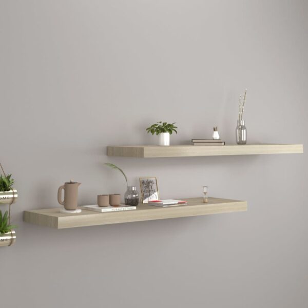 vidaXL Floating Wall Shelves 2 pcs Oak 35.4"x9.3"x1.5" MDF