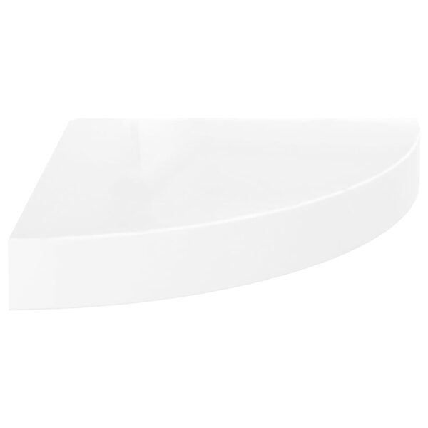 vidaXL Floating Corner Shelf High Gloss White 9.8"x9.8"x1.5" MDF - Image 2