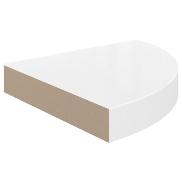 vidaXL Floating Corner Shelf High Gloss White 9.8"x9.8"x1.5" MDF - Image 3