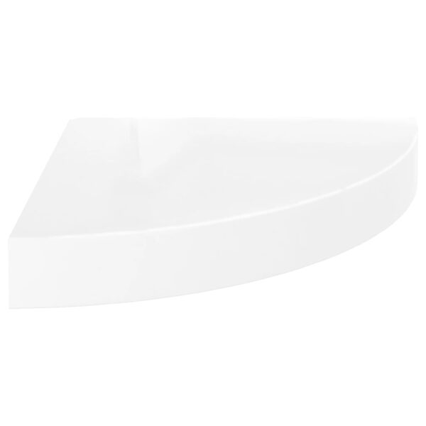 vidaXL Floating Corner Shelves 2 pcs High Gloss White 9.8"x9.8"x1.5" MDF - Image 3