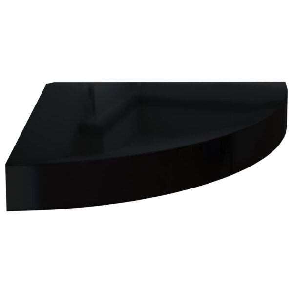 vidaXL Floating Corner Shelf High Gloss Black 9.8"x9.8"x1.5" MDF - Image 2