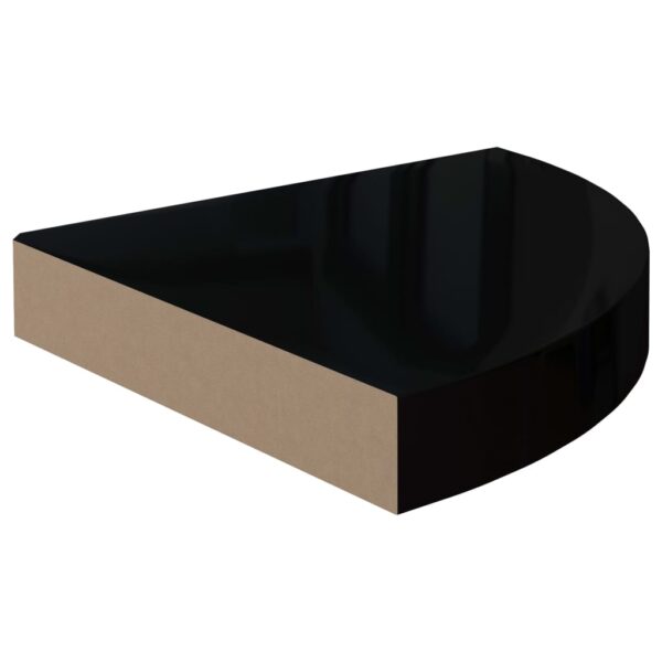 vidaXL Floating Corner Shelf High Gloss Black 9.8"x9.8"x1.5" MDF - Image 3