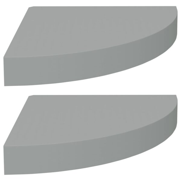 vidaXL Floating Corner Shelves 2 pcs Gray 9.8"x9.8"x1.5" MDF - Image 2