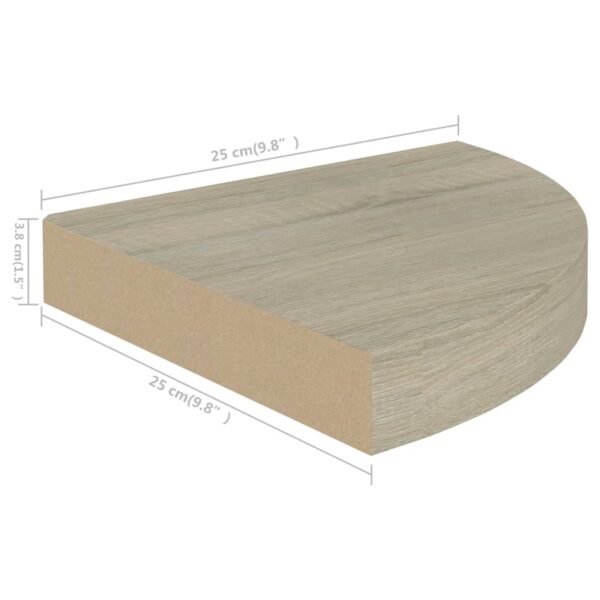 vidaXL Floating Corner Shelf Oak 9.8"x9.8"x1.5" MDF - Image 7