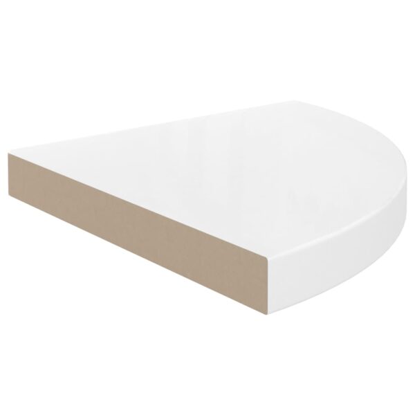 vidaXL Floating Corner Shelf High Gloss White 13.8"x13.8"x1.5" MDF - Image 3