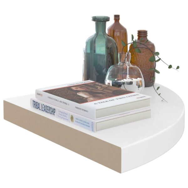 vidaXL Floating Corner Shelf High Gloss White 13.8"x13.8"x1.5" MDF - Image 6