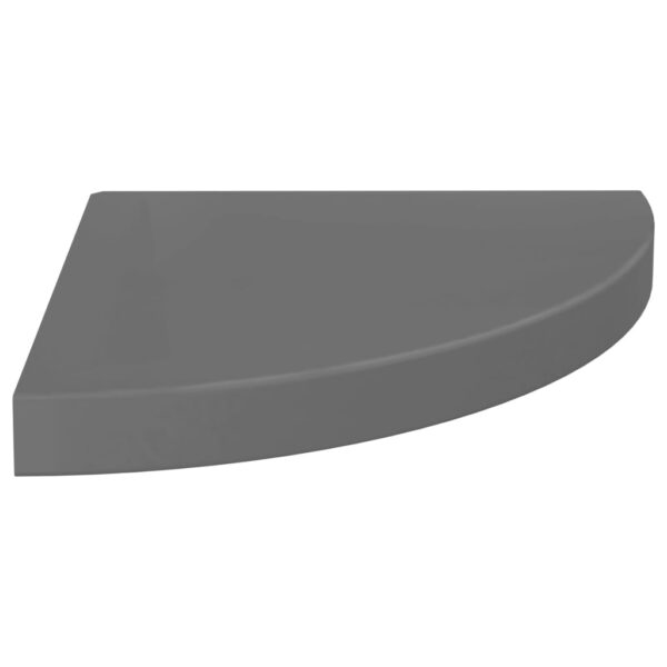 vidaXL Floating Corner Shelf High Gloss Gray 13.8"x13.8"x1.5" MDF - Image 2