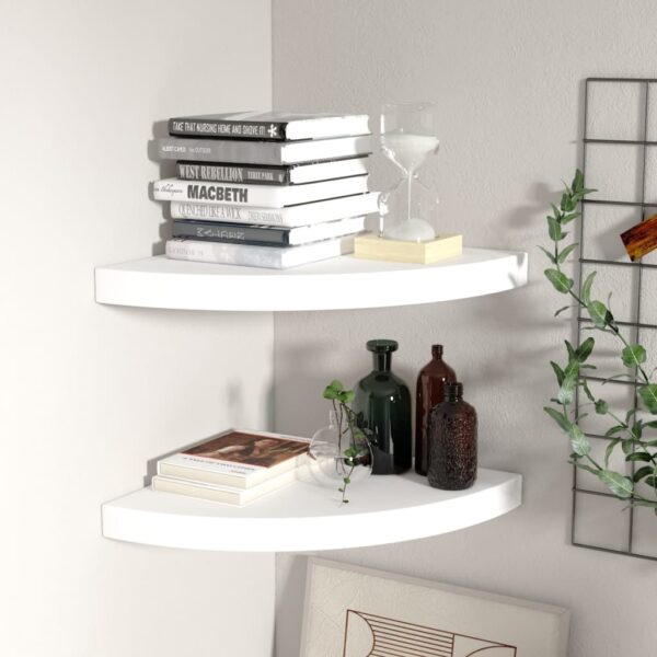 vidaXL Floating Corner Shelves 2 pcs White 13.8"x13.8"x1.5" MDF