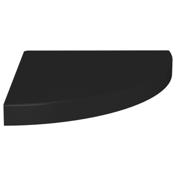 vidaXL Floating Corner Shelf Black 13.8"x13.8"x1.5" MDF - Image 2