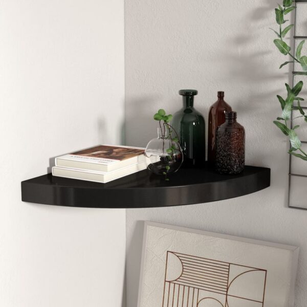 vidaXL Floating Corner Shelf Black 13.8"x13.8"x1.5" MDF