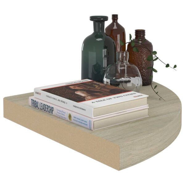 vidaXL Floating Corner Shelf Oak 13.8"x13.8"x1.5" MDF - Image 6