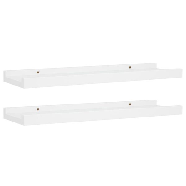 vidaXL Picture Frame Ledge Shelves 2 pcs White 15.7"x3.5"x1.2" MDF - Image 2