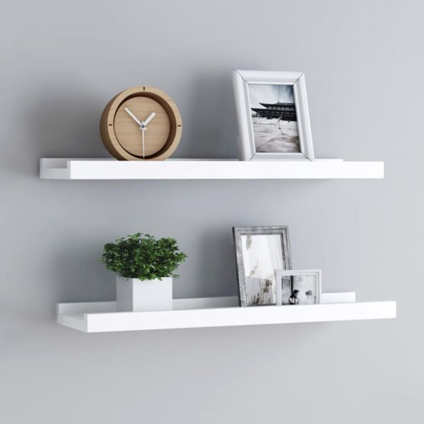 vidaXL Picture Frame Ledge Shelves 2 pcs White 15.7"x3.5"x1.2" MDF