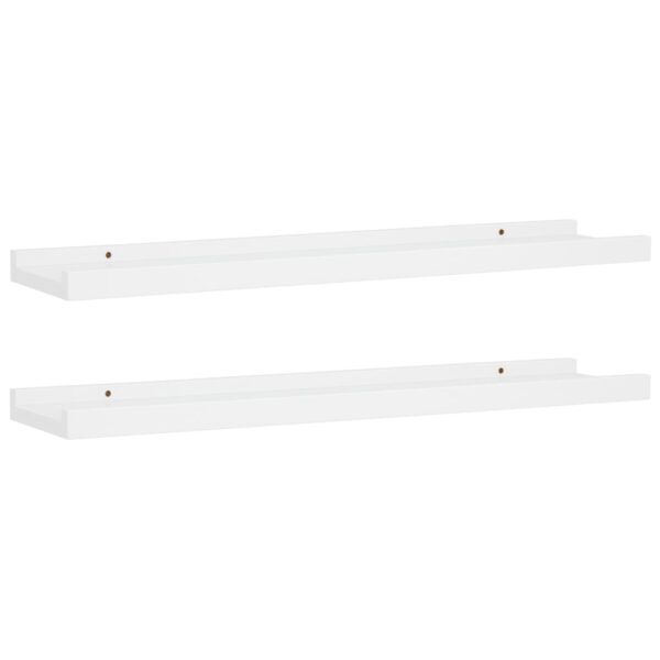 vidaXL Picture Frame Ledge Shelves 2 pcs White 23.6"x3.5"x1.2" MDF - Image 2