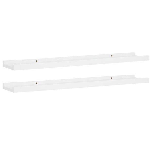 vidaXL Picture Frame Ledge Shelves 2 pcs White 31.5"x3.5"x1.2" MDF - Image 2