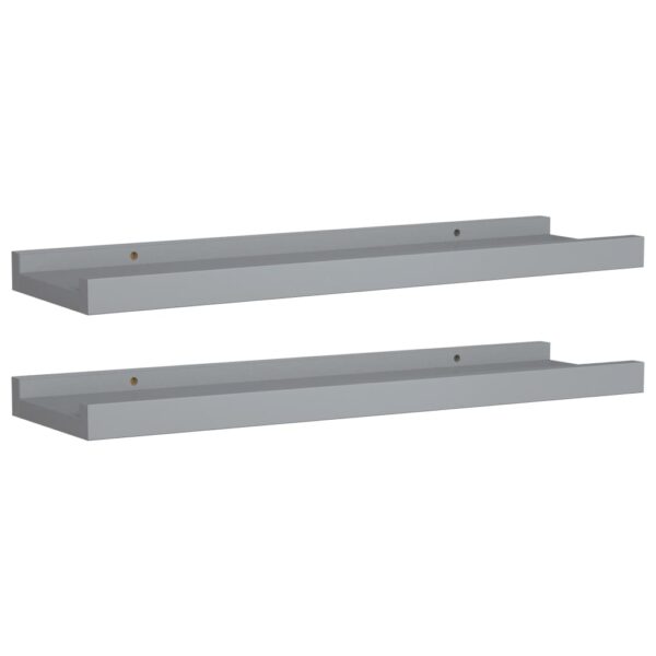 vidaXL Picture Frame Ledge Shelves 2 pcs Gray 15.7"x3.5"x1.2" MDF - Image 2