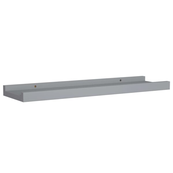 vidaXL Picture Frame Ledge Shelves 2 pcs Gray 15.7"x3.5"x1.2" MDF - Image 3