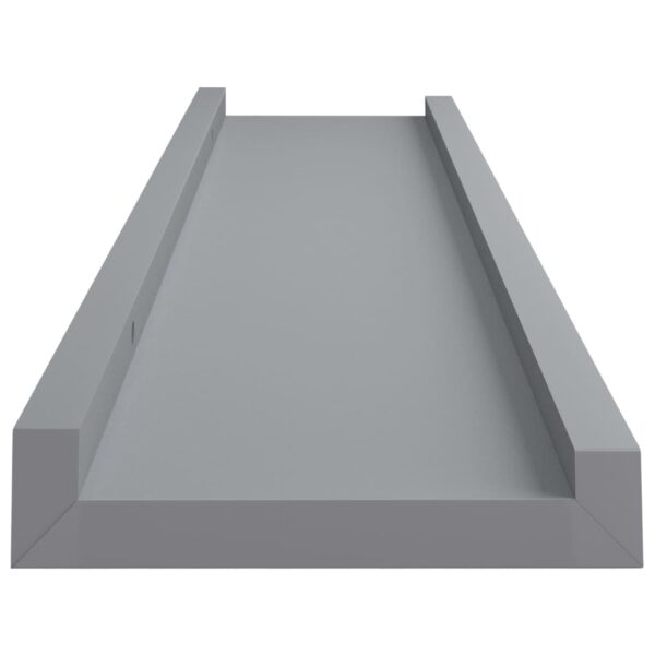 vidaXL Picture Frame Ledge Shelves 2 pcs Gray 15.7"x3.5"x1.2" MDF - Image 5