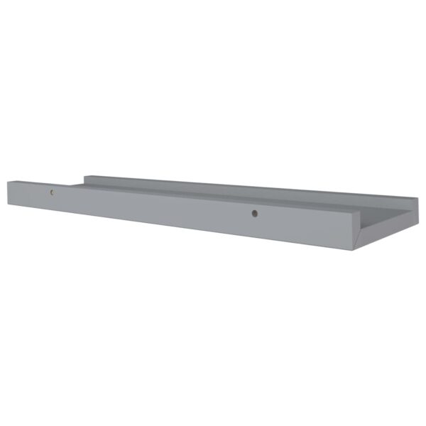 vidaXL Picture Frame Ledge Shelves 2 pcs Gray 15.7"x3.5"x1.2" MDF - Image 6