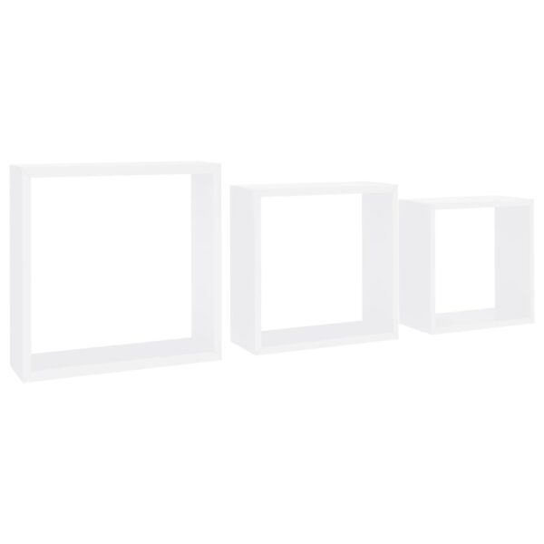 vidaXL Wall Cube Shelves 3 pcs White MDF - Image 2