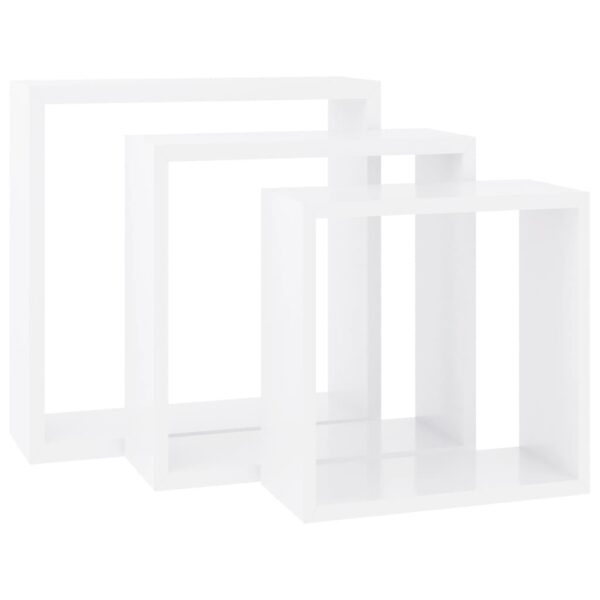 vidaXL Wall Cube Shelves 3 pcs White MDF - Image 3