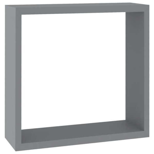 vidaXL Wall Cube Shelves 3 pcs Gray MDF - Image 6