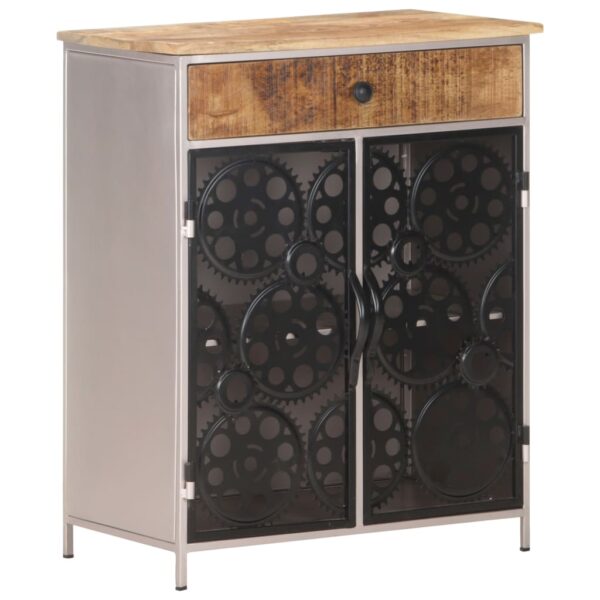 vidaXL Sideboard 23.6"x13.8"x29.5" Rough Mango Wood & Iron