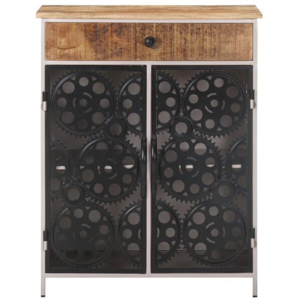 vidaXL Sideboard 23.6"x13.8"x29.5" Rough Mango Wood & Iron - Image 2