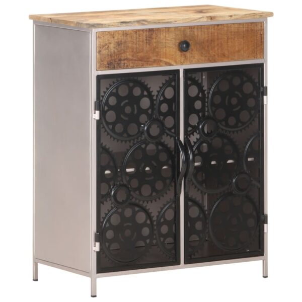 vidaXL Sideboard 23.6"x13.8"x29.5" Rough Mango Wood & Iron - Image 11