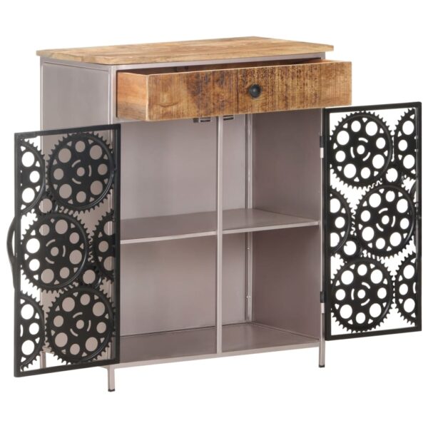 vidaXL Sideboard 23.6"x13.8"x29.5" Rough Mango Wood & Iron - Image 4