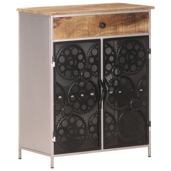 vidaXL Sideboard 23.6"x13.8"x29.5" Rough Mango Wood & Iron - Image 9