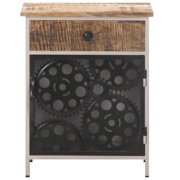 vidaXL Bedside Cabinet 15.7"x11.8"x19.7" Rough Mango Wood - Image 2