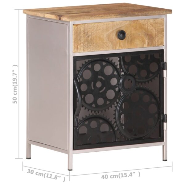 vidaXL Bedside Cabinet 15.7"x11.8"x19.7" Rough Mango Wood - Image 7