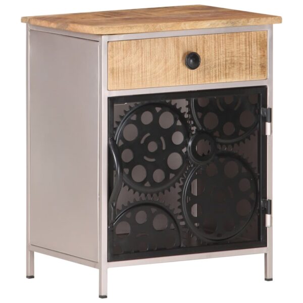 vidaXL Bedside Cabinet 15.7"x11.8"x19.7" Rough Mango Wood - Image 8