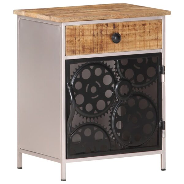 vidaXL Bedside Cabinet 15.7"x11.8"x19.7" Rough Mango Wood - Image 9