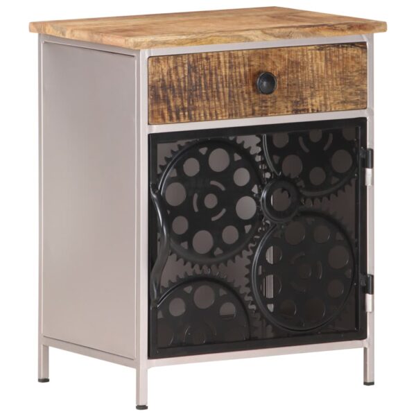 vidaXL Bedside Cabinet 15.7"x11.8"x19.7" Rough Mango Wood - Image 10