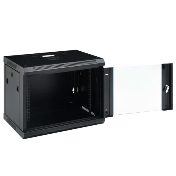 vidaXL 9U Wall Mounted Network Cabinet 19" IP20 23.6"x17.7"x20.1" - Image 2