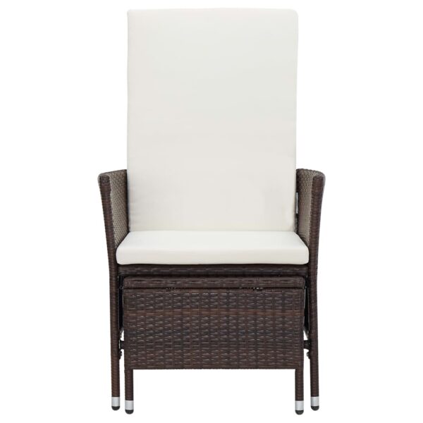 vidaXL Reclining Patio Chair with Cushions Poly Rattan Brown - Image 3