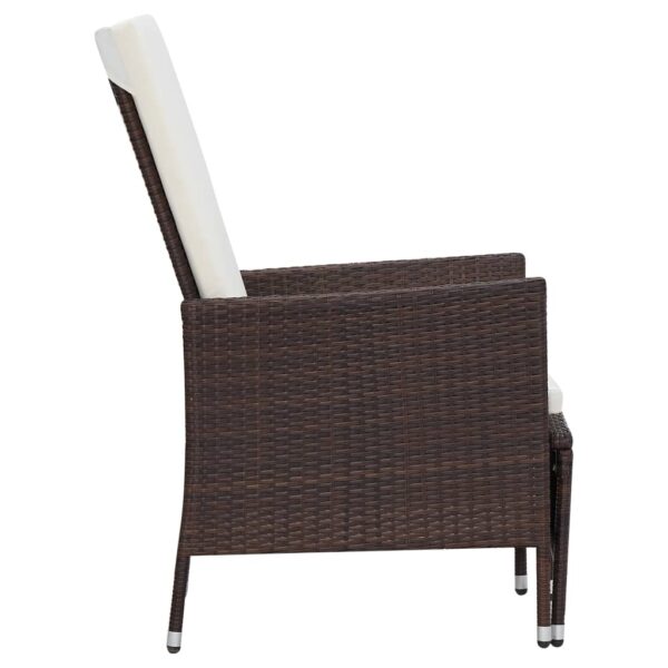 vidaXL Reclining Patio Chair with Cushions Poly Rattan Brown - Image 4