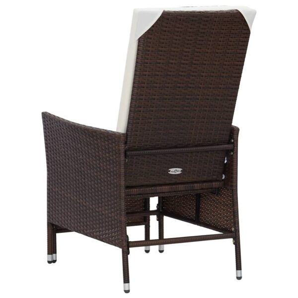 vidaXL Reclining Patio Chair with Cushions Poly Rattan Brown - Image 6