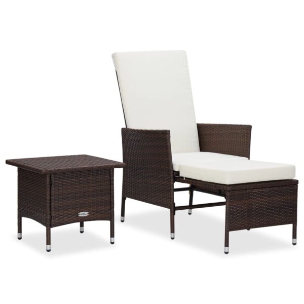 vidaXL 2 Piece Patio Lounge Set with Cushions Poly Rattan Brown