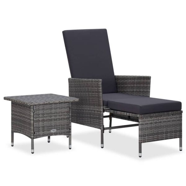 vidaXL 2 Piece Patio Lounge Set with Cushions Poly Rattan Gray