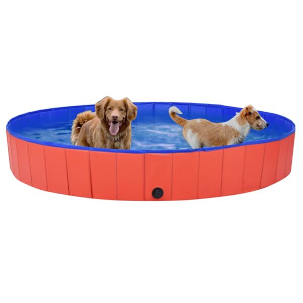 vidaXL Foldable Dog Swimming Pool Red 78.7"x11.8" PVC - Image 3