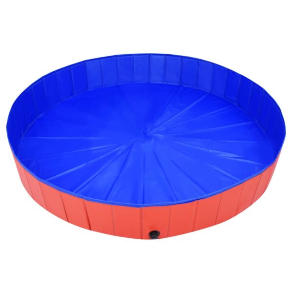 vidaXL Foldable Dog Swimming Pool Red 78.7"x11.8" PVC - Image 4