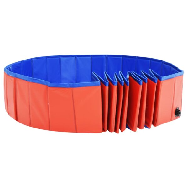 vidaXL Foldable Dog Swimming Pool Red 78.7"x11.8" PVC - Image 5