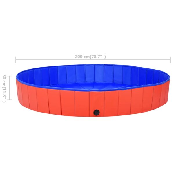 vidaXL Foldable Dog Swimming Pool Red 78.7"x11.8" PVC - Image 9